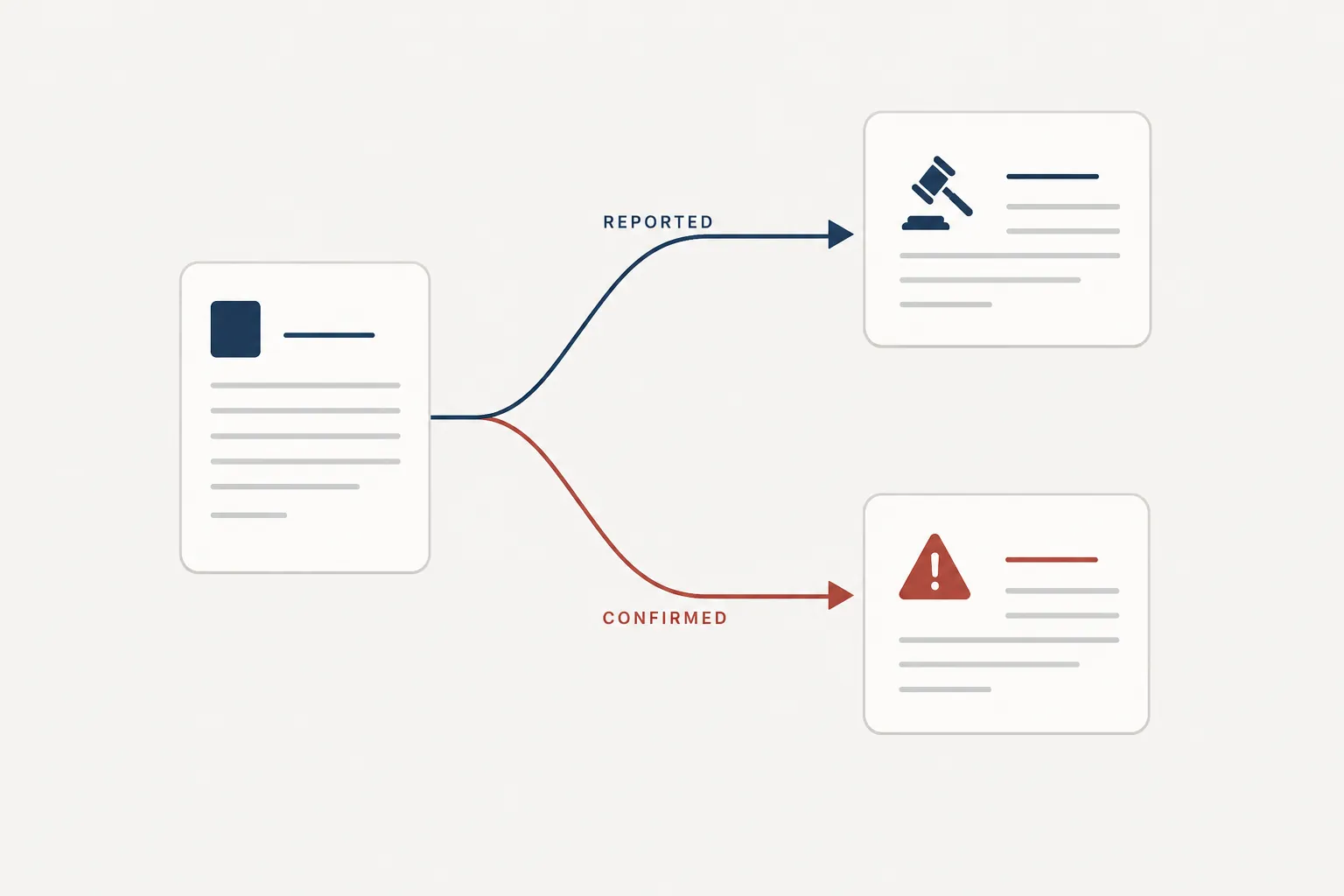 Diagram showing an incident report splitting into reported and confirmed record paths