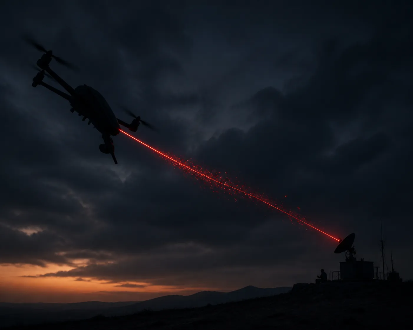 Drone in terminal descent with a communications link breaking between the aircraft and operator station