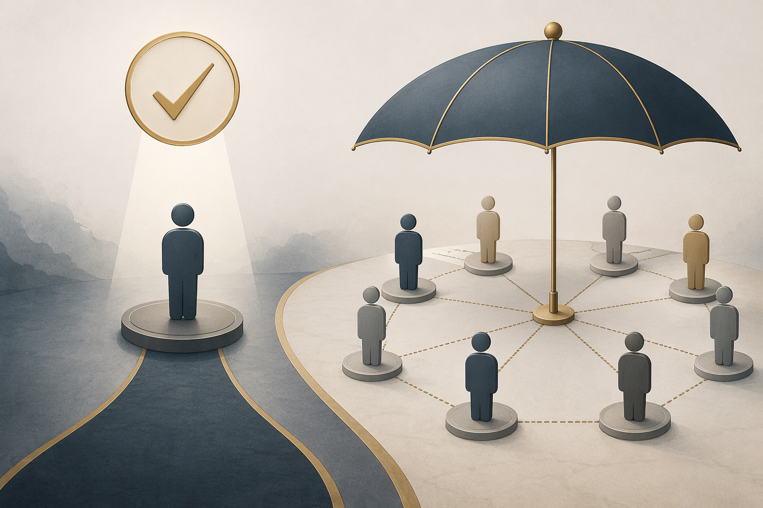 A comparison between an isolated individual and multiple people connected under a broad enterprise framework