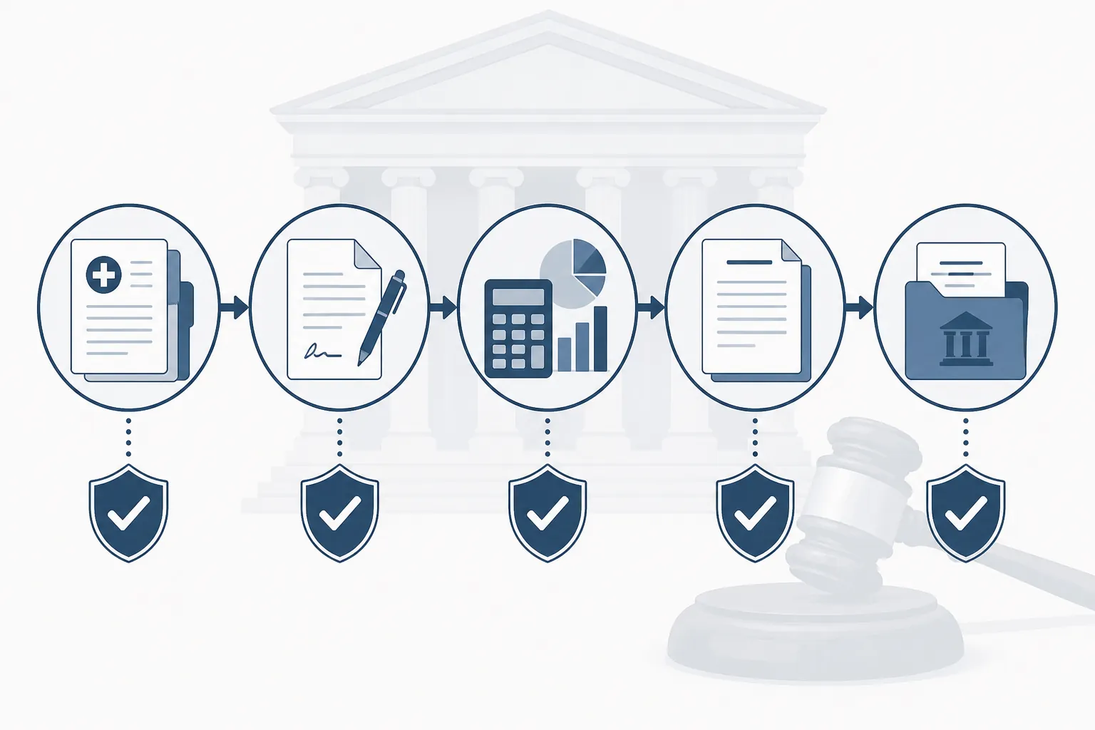 Personal-injury litigation workflow pipeline with verification checkpoints