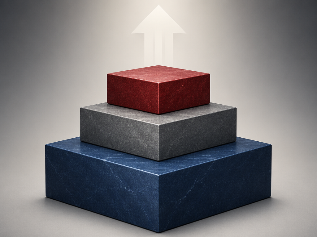 Stacked legal blocks representing cumulative federal charges in a tax fraud case