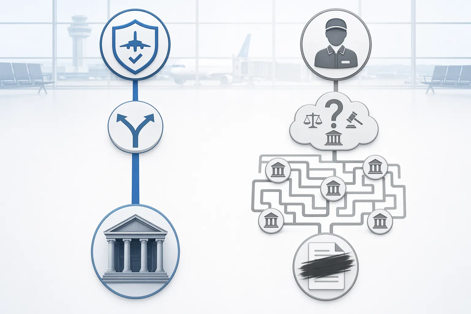 Comparison of a federal TSO liability path and a private contractor liability maze