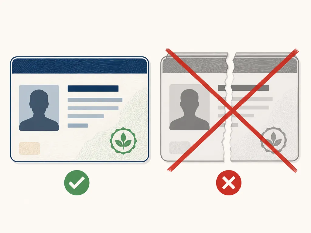 Comparison of valid and crossed-out work authorization document cards