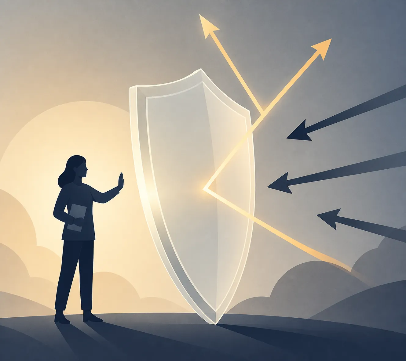 A shield protecting a person making a harassment complaint