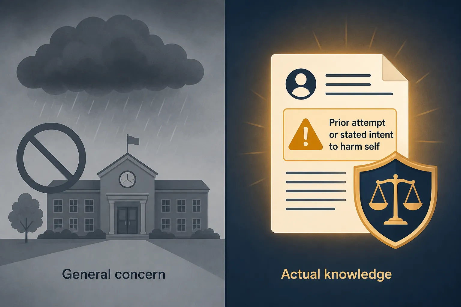 Comparison of general concern and actual knowledge in school suicide duty analysis