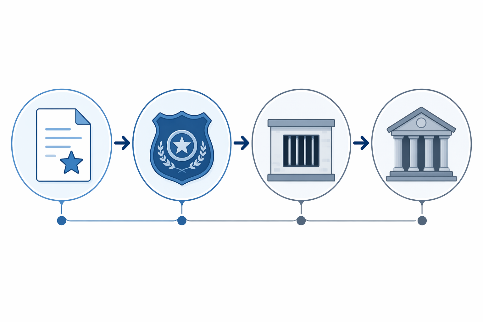 Four-step child support enforcement workflow from Michigan support order to Michigan warrant, Ohio courtesy hold, and pending extradition