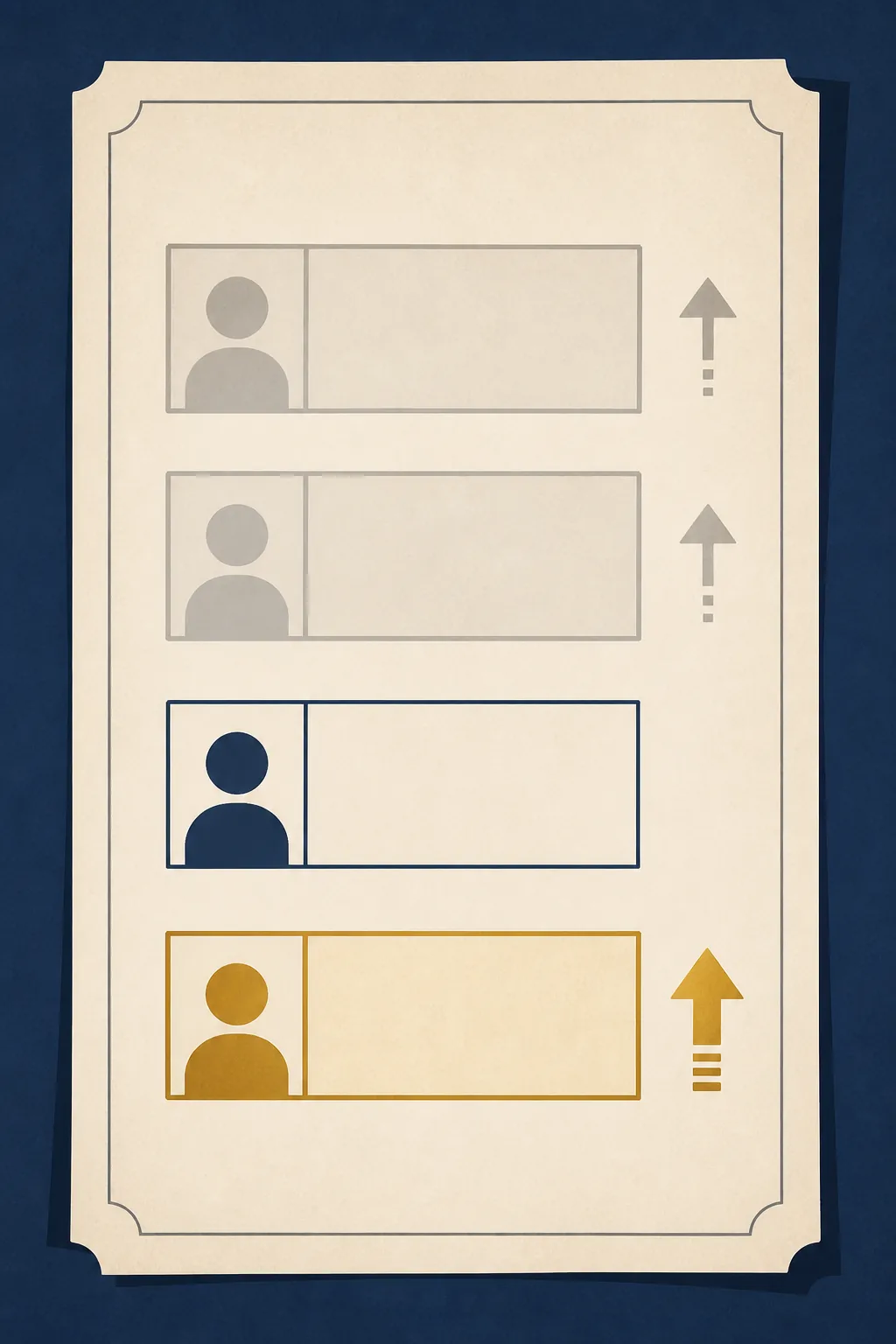A four-position ballot showing withdrawals and a lower candidate advancing