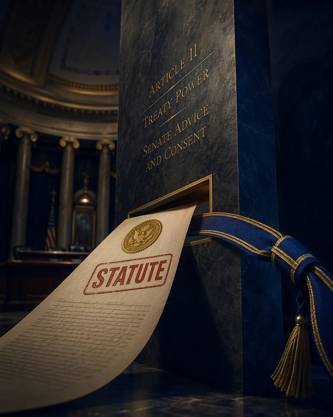 Government document marked statute passing through a constitutional barrier and becoming a binding treaty-like cord