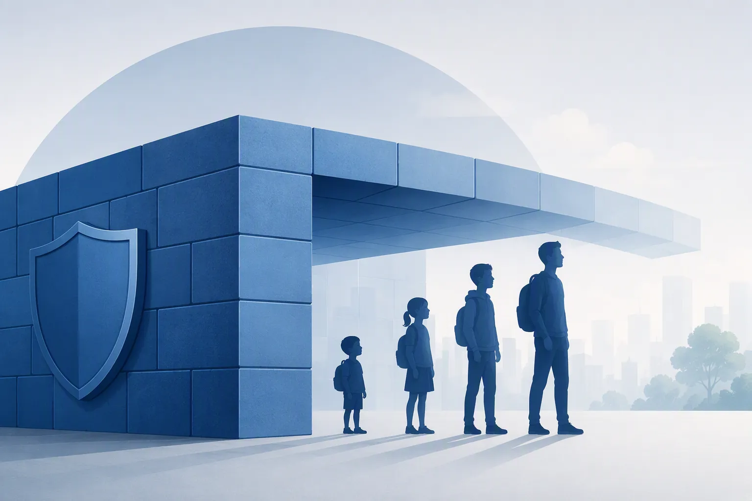 Minimalist blue healthcare framework extending to cover children, adolescents, and young adults