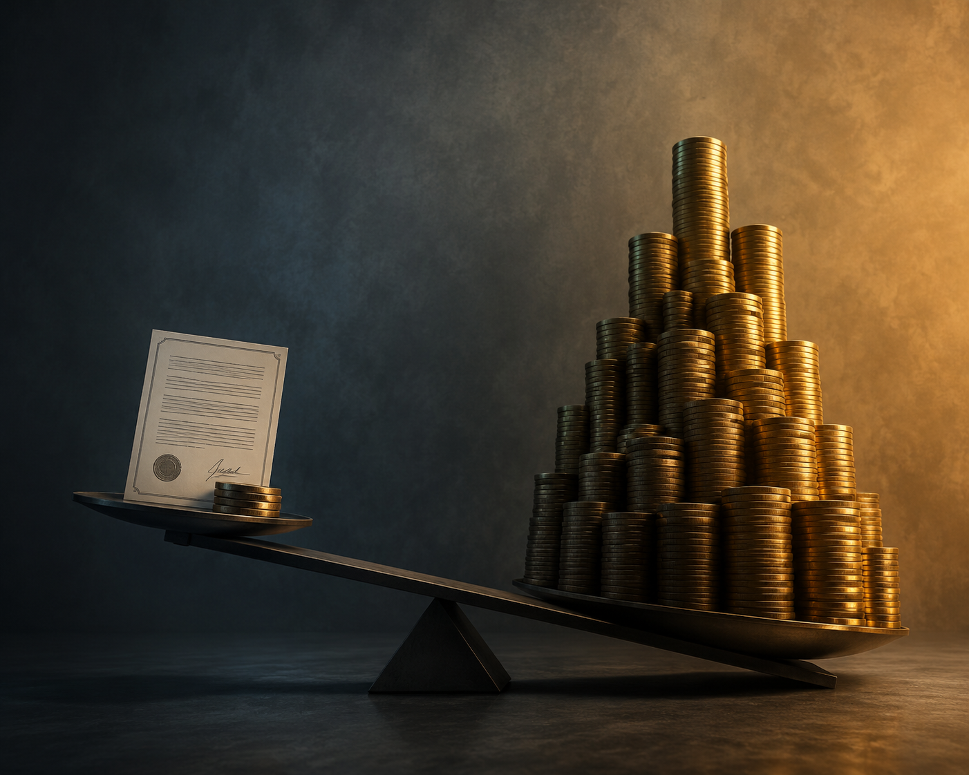 Unbalanced scale comparing a small contractual liability cap with much larger breach remediation costs
