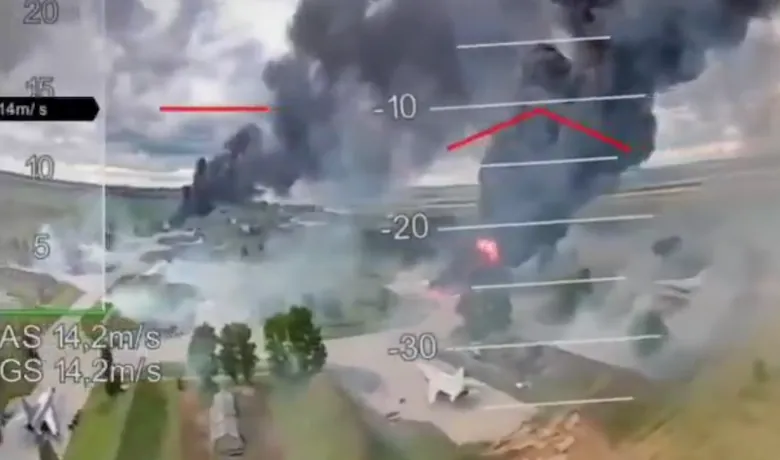 Tu-22 bombers on the runway at Belaya air base during the June 1, 2025 drone strike