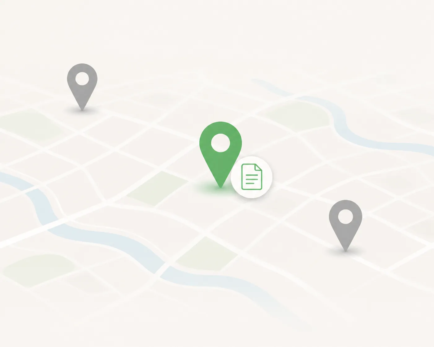 Abstract map with one highlighted incident pin separated from two muted location pins