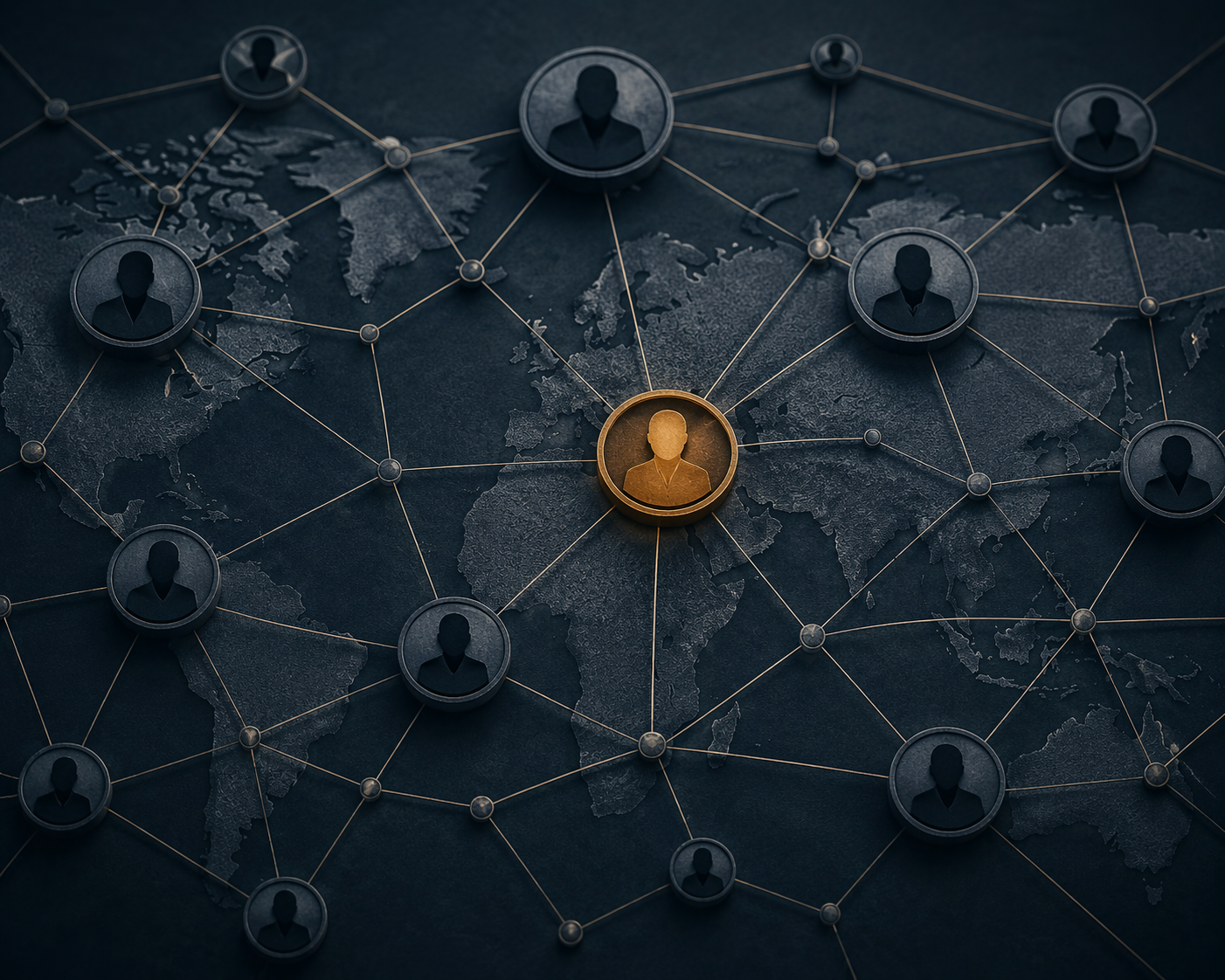 A single highlighted node embedded within a larger network of connected nodes