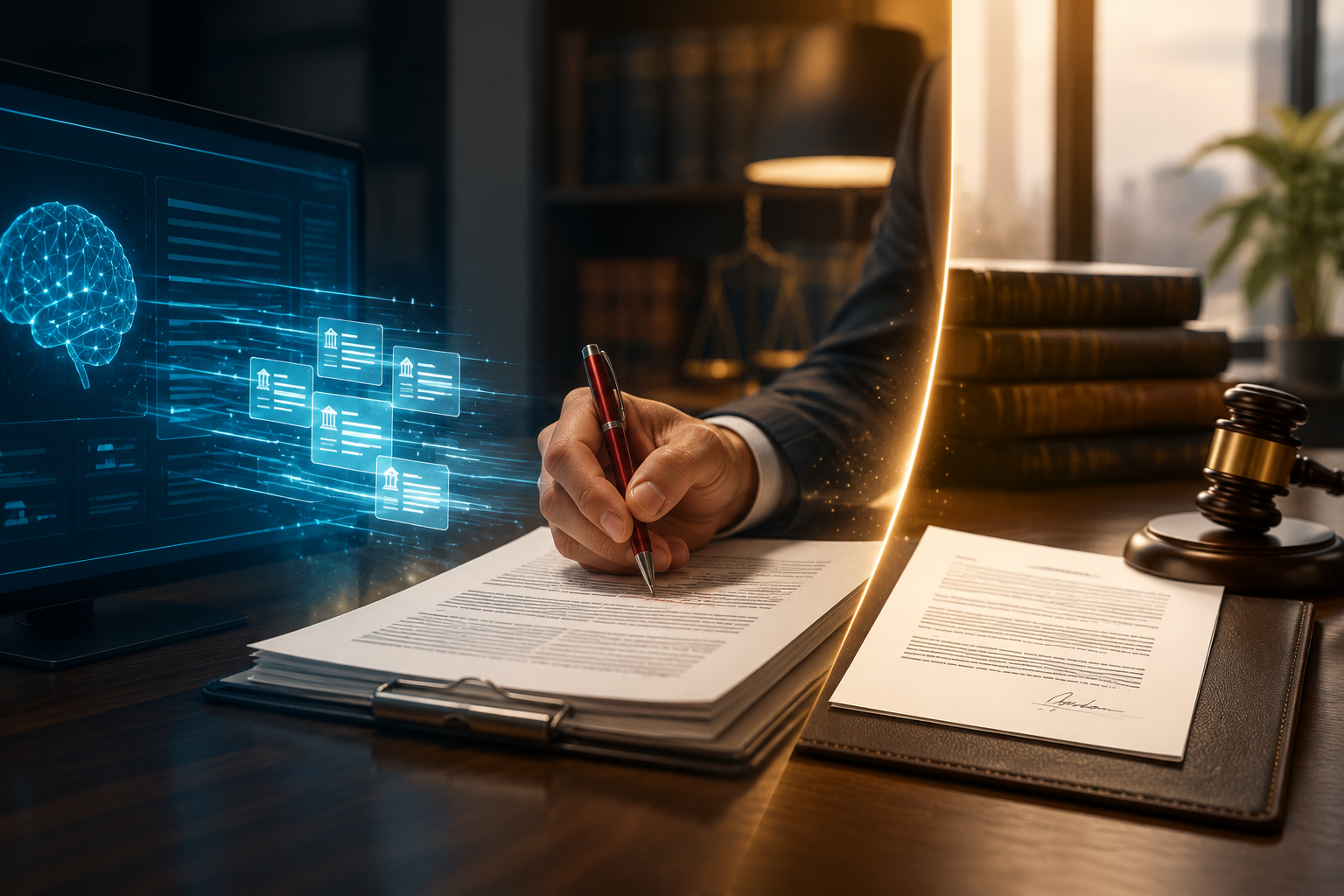 AI-generated case citations reviewed by a legal professional before a signed document is finalized