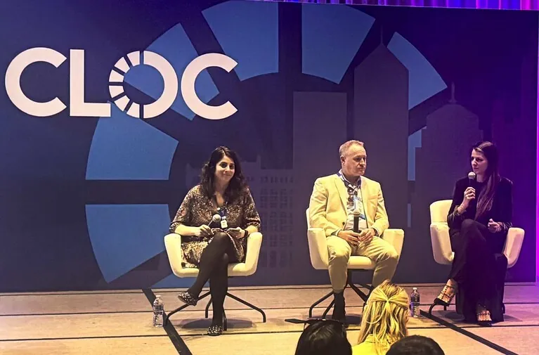 Legal operations professionals including Meta legal ops chief Mike Haven at the 2026 CLOC Global Institute in Chicago