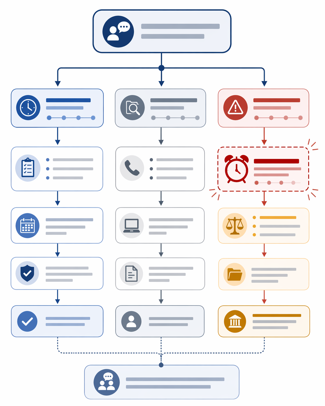 decision flowchart for delayed benefits triage with a 60-day appeal checkpoint