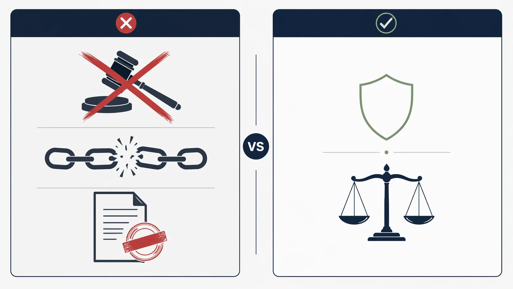 Legal comparison diagram showing barred claims and a surviving claim