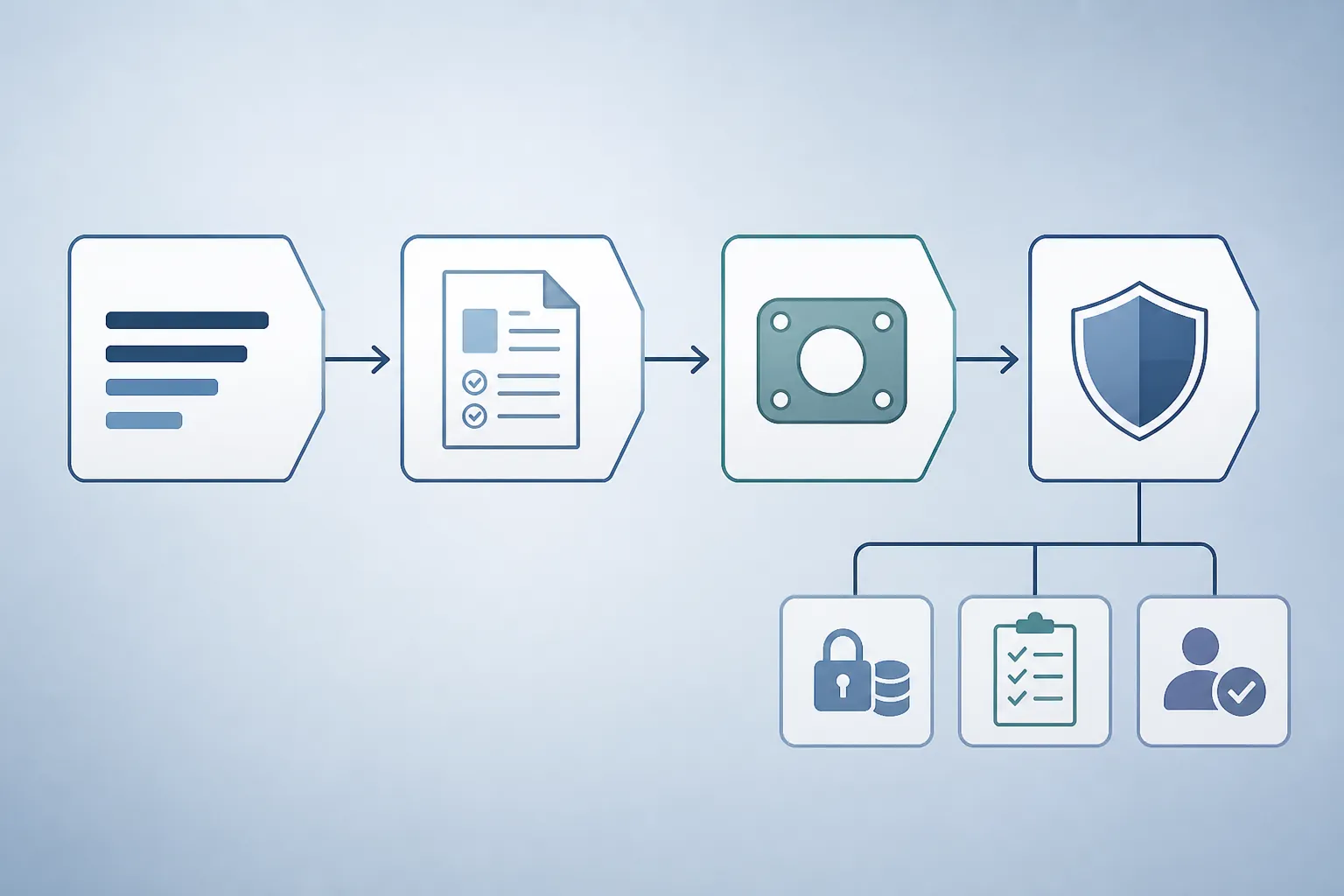 Flowchart showing brand selection, production testing, component diligence, and remaining compliance risks