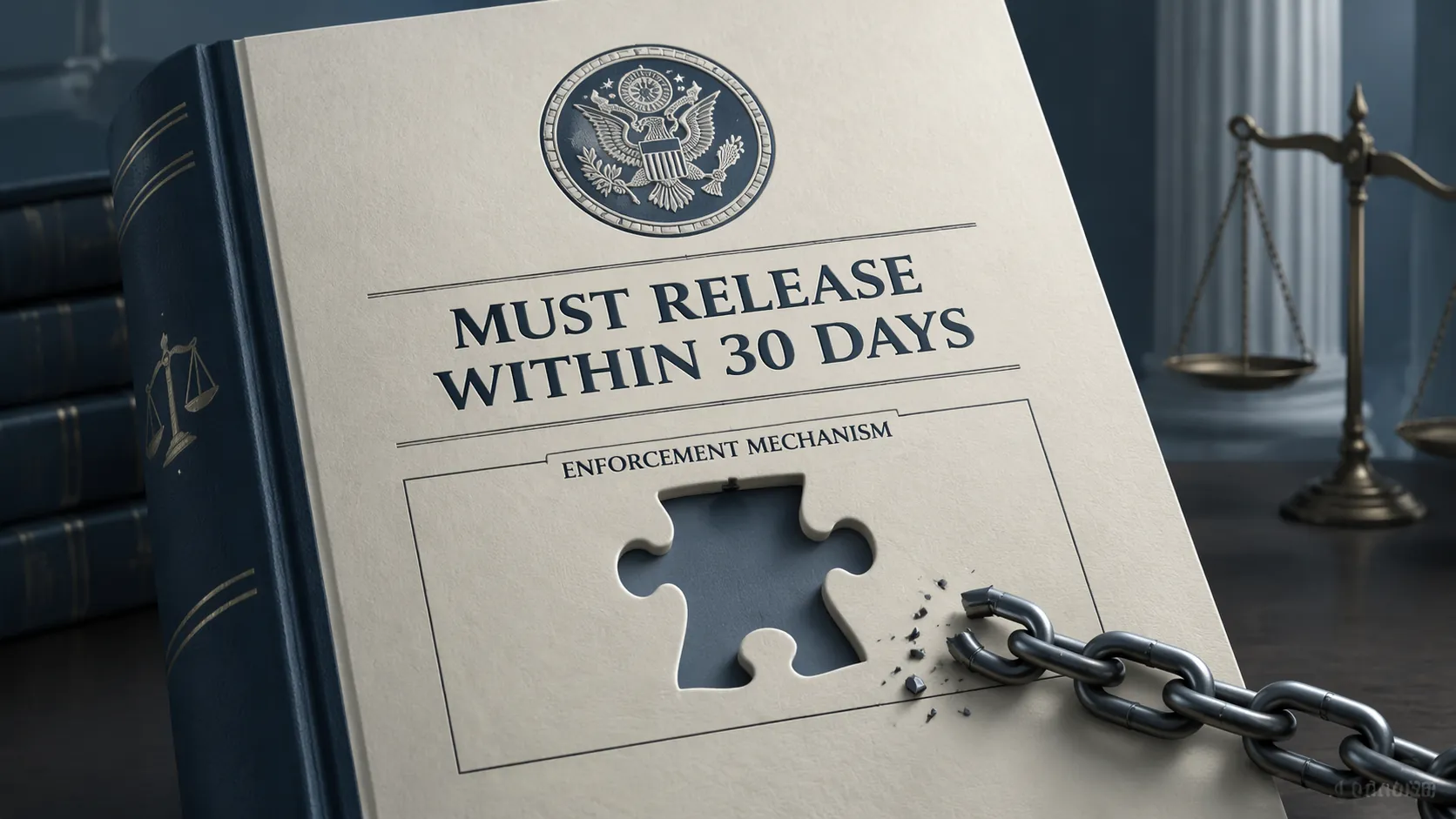 Legal document with a 30-day release command and a broken enforcement mechanism
