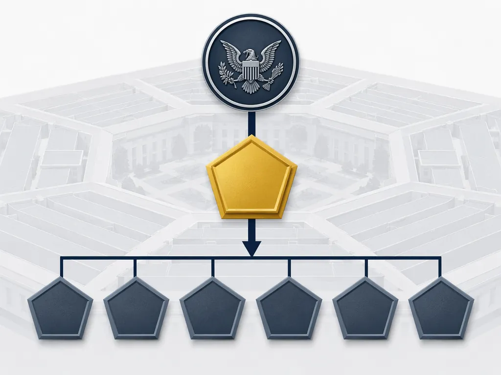 Organizational diagram showing an Executive Agent authority line above other Department of Defense component heads