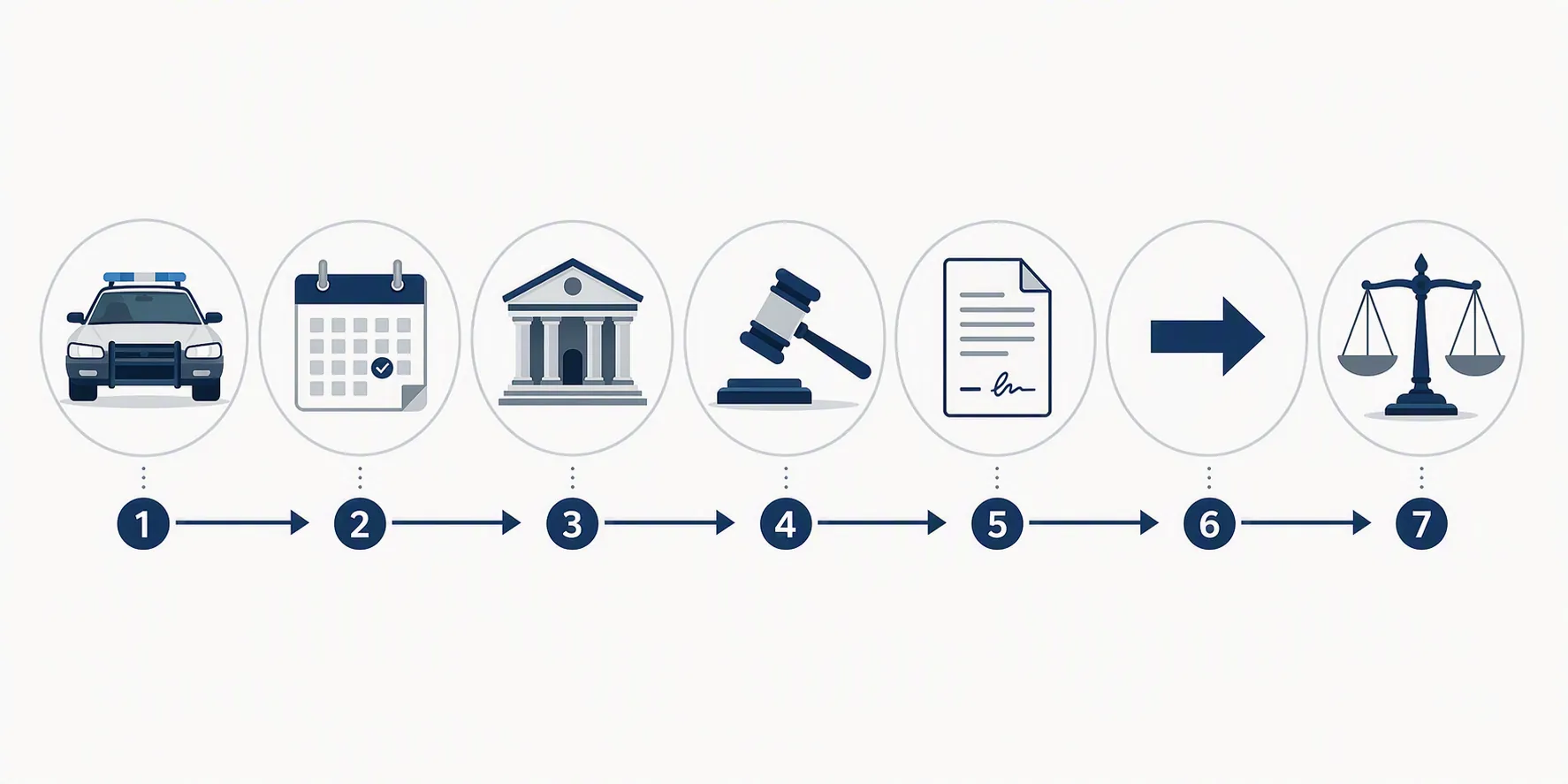 Stepped Nebraska felony prosecution pathway from warrantless arrest through probable-cause review, bond hearing, arraignment, preliminary hearing, district court transfer, trial or plea, and sentencing