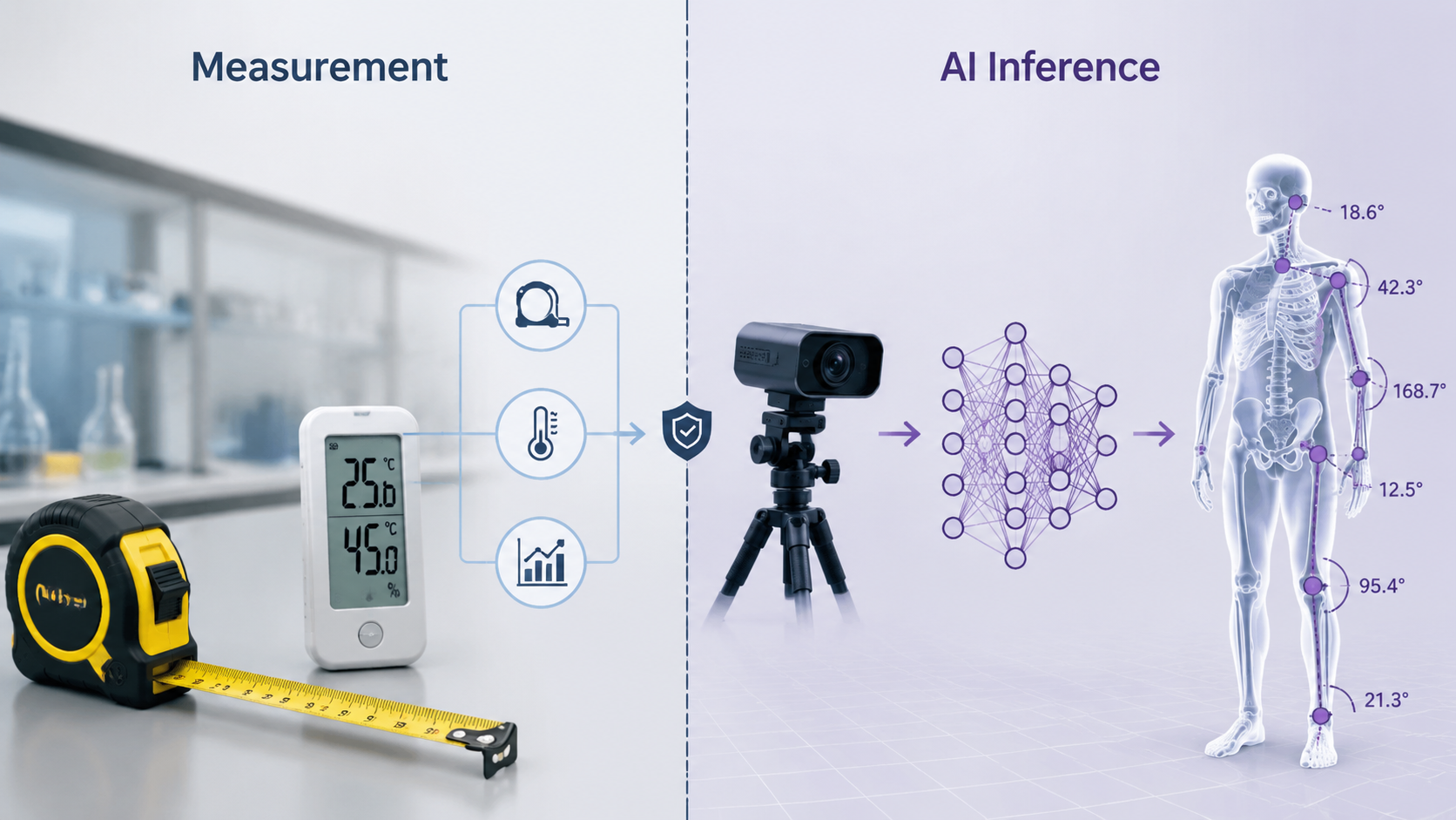 Comparison of direct measurement tools and AI video processing that produces joint-angle estimates