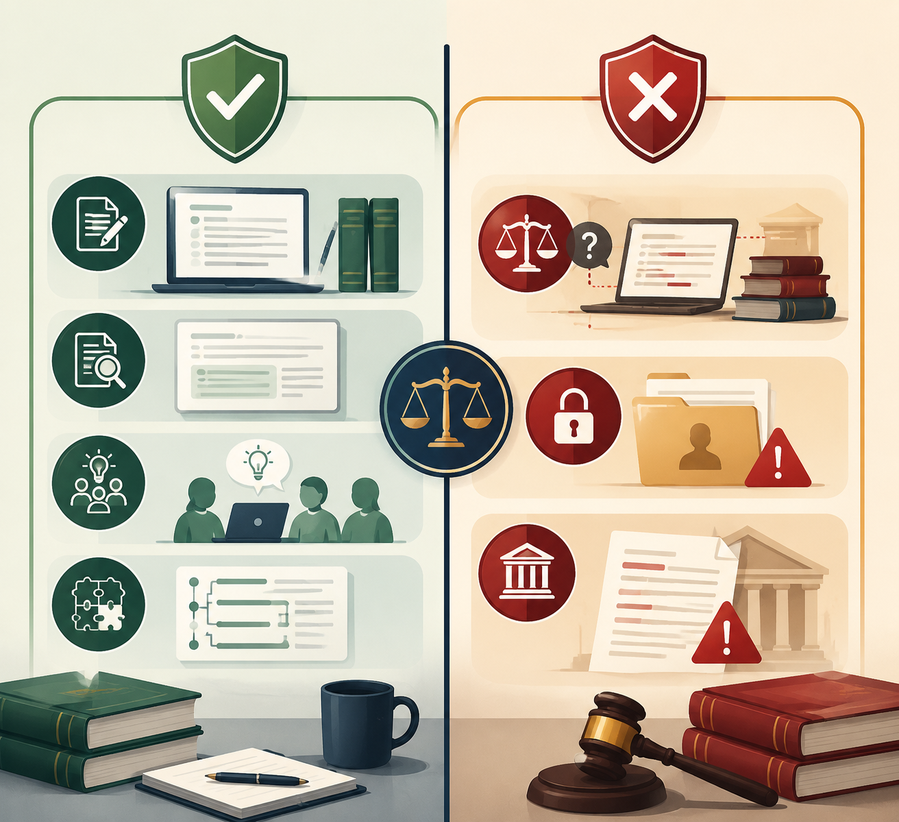 Two-zone legal AI boundary framework showing safer uses and unsafe uses of ChatGPT