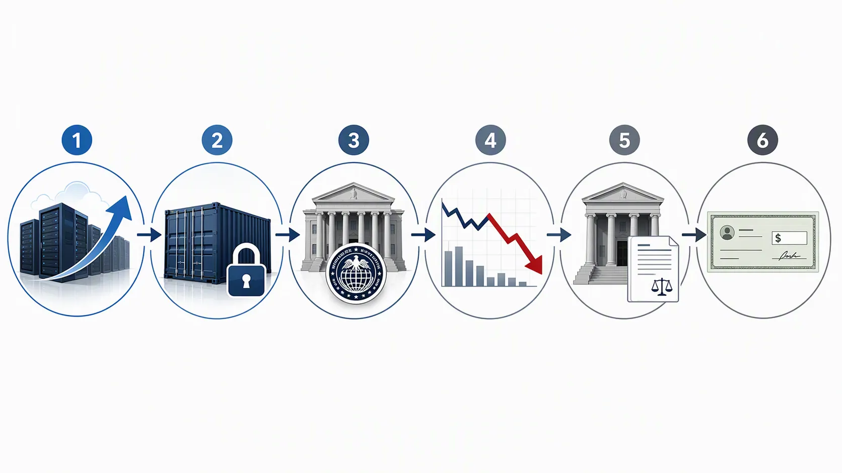 Six-stage cascade diagram from AI storage demand to settlement