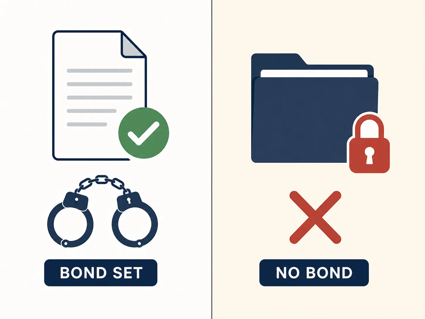 Two-panel diagram contrasting bond set with a separate no-bond hold