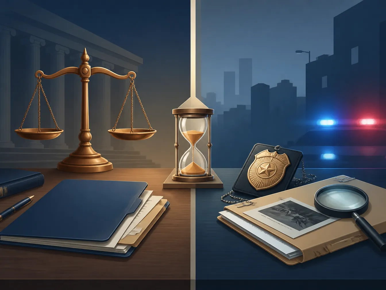 Civil court filing materials beside criminal-investigation materials