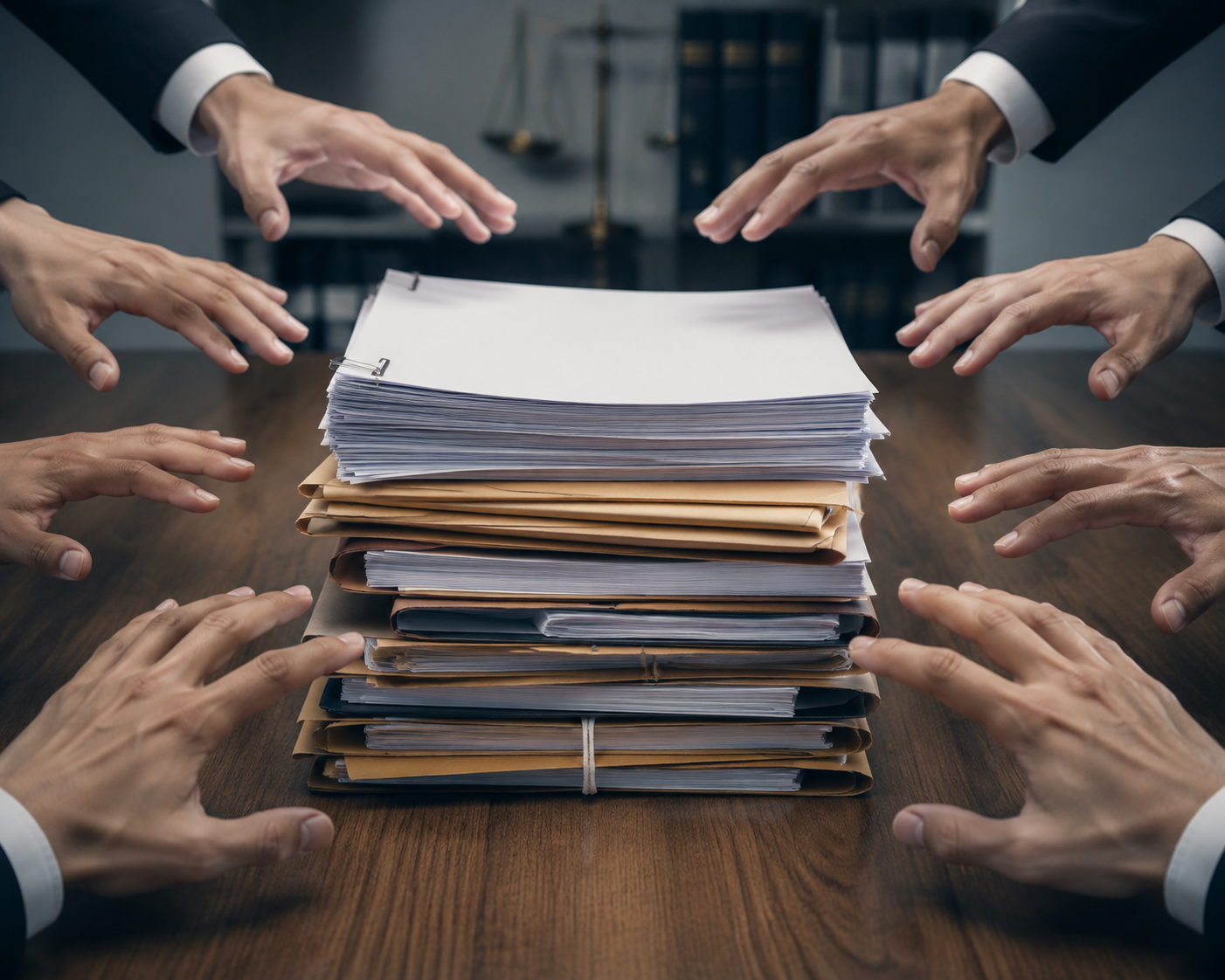 Stacked demand letters and case files suggesting repeated ADA filings