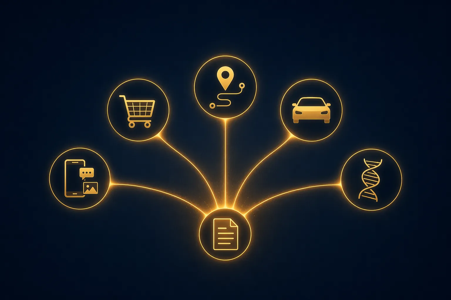 Diagram of phone, shopping, route, car, and DNA evidence nodes feeding into a central case document