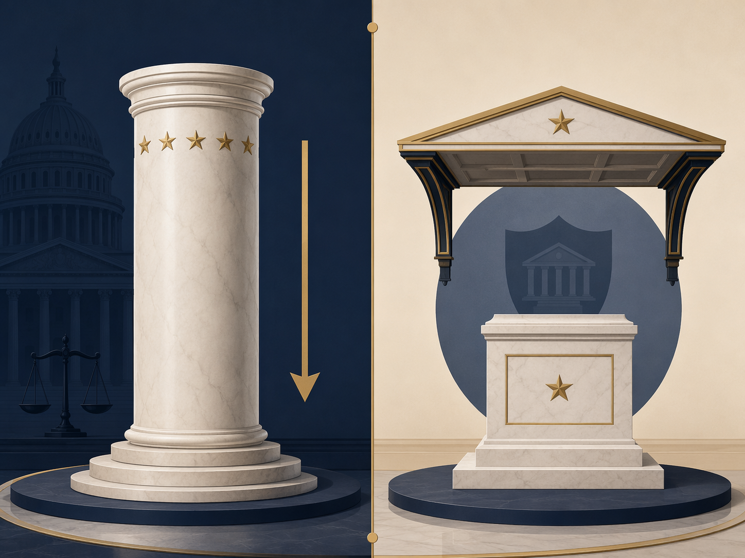 Illustration of principal officers and inferior officers separated by a constitutional dividing line