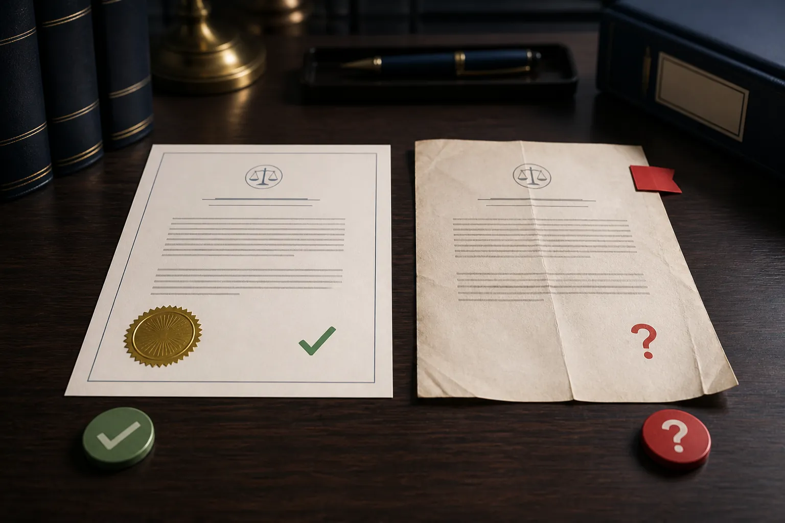Two versions of a legal document contrasted as confirmed record and reported claim