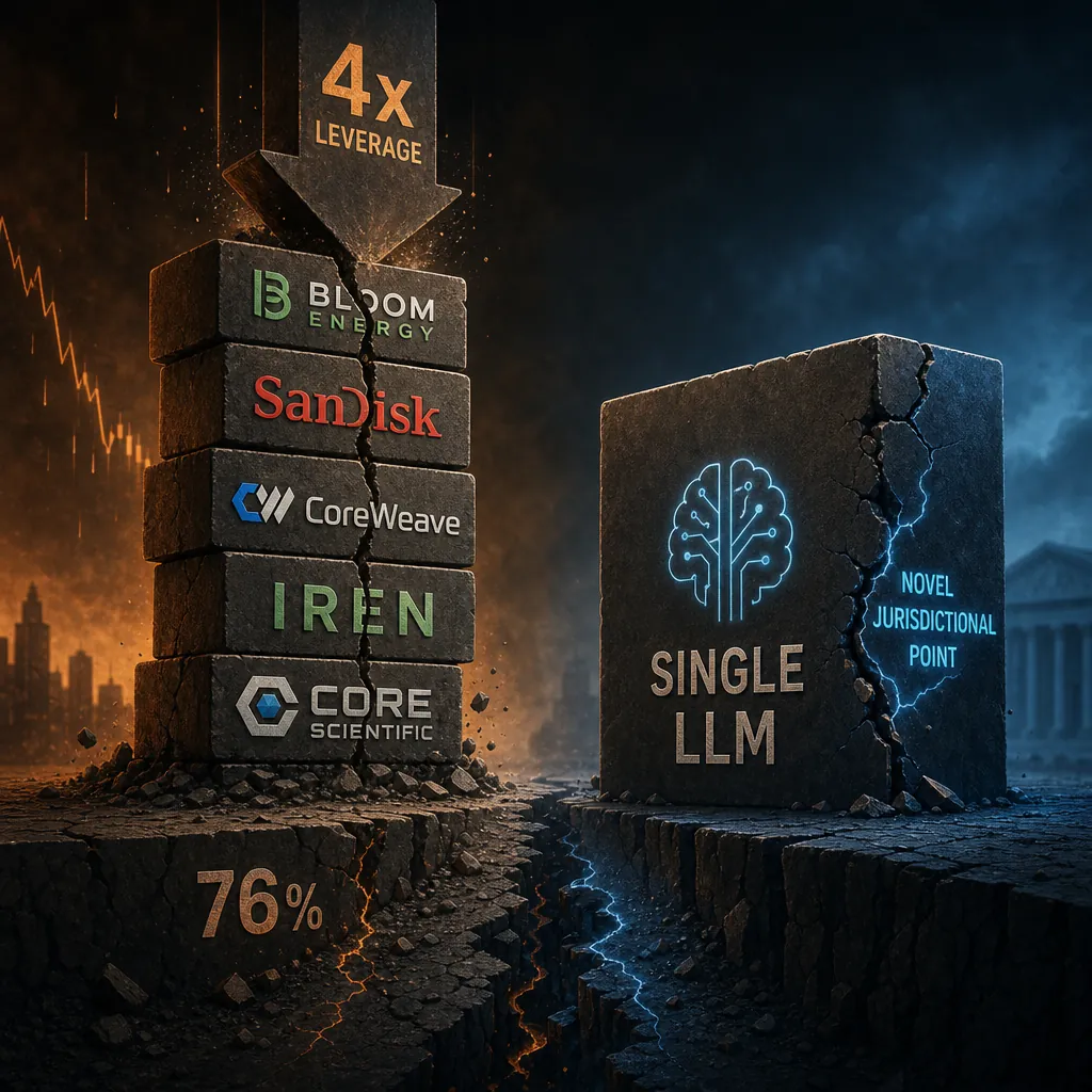 Illustration comparing a concentrated AI-infrastructure portfolio with over-reliance on one legal AI model