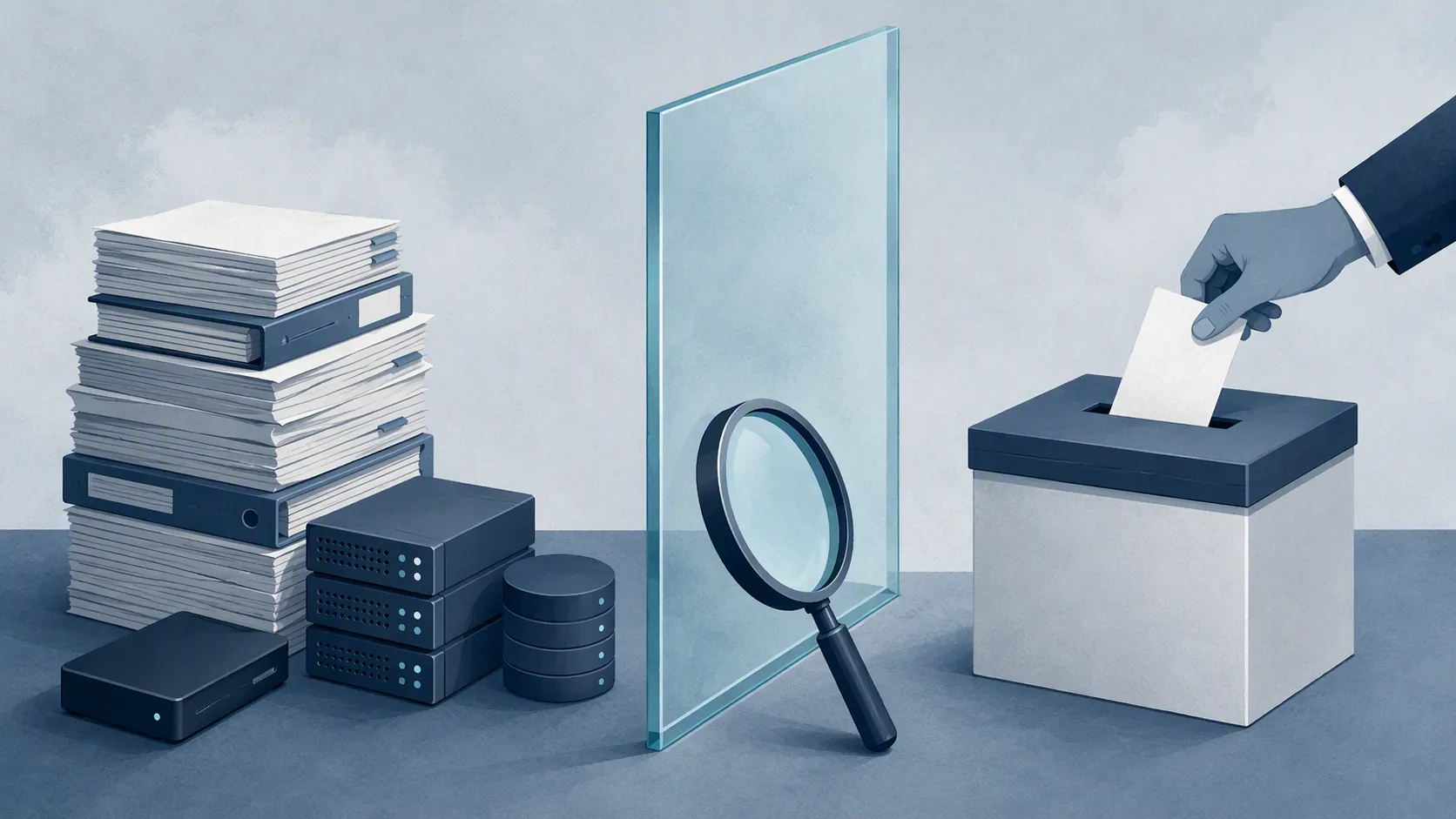 Illustration separating data access records from ballot casting and vote alteration