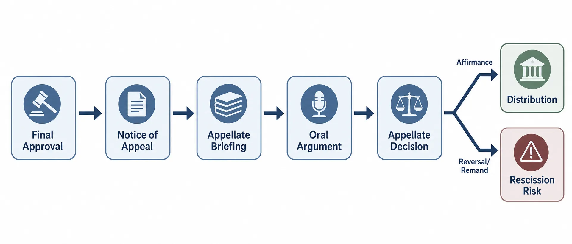 Flowchart of class action settlement appeal from final approval to decision