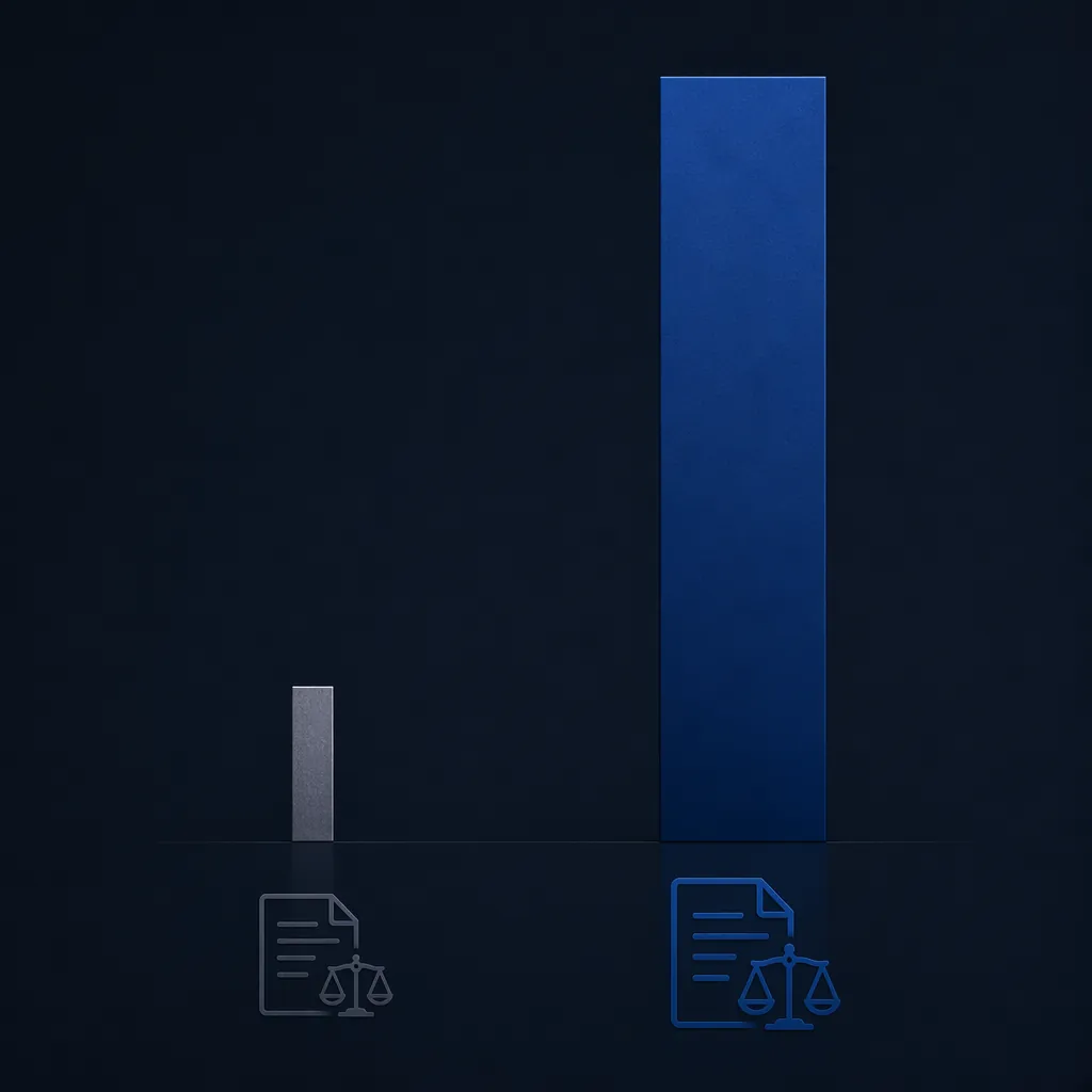 Editorial bar comparison showing a short bar for the average sentence and a much taller bar for the Goldstein sentence