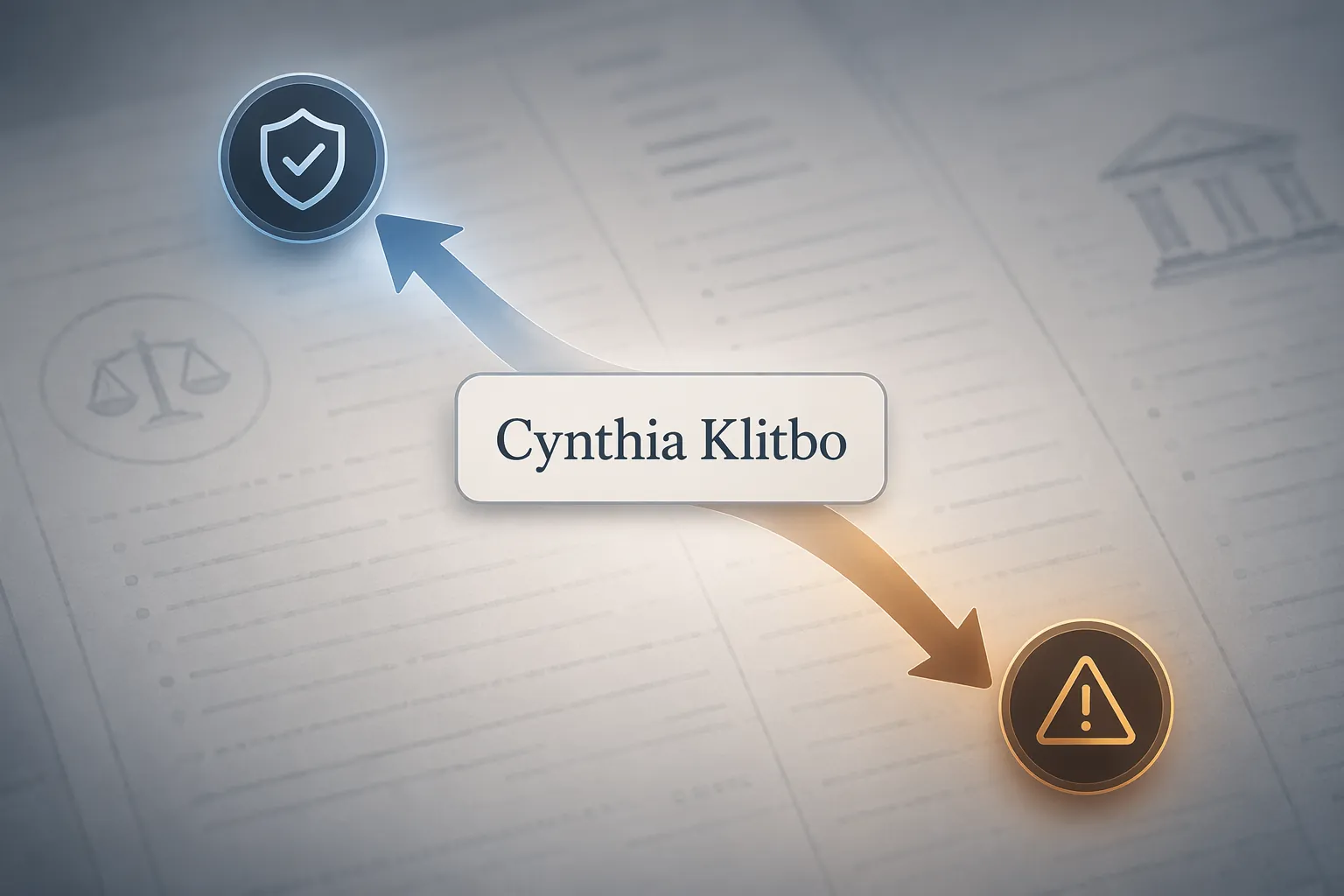Cynthia Klitbo name between victim status and perpetrator attribution paths over legal documents