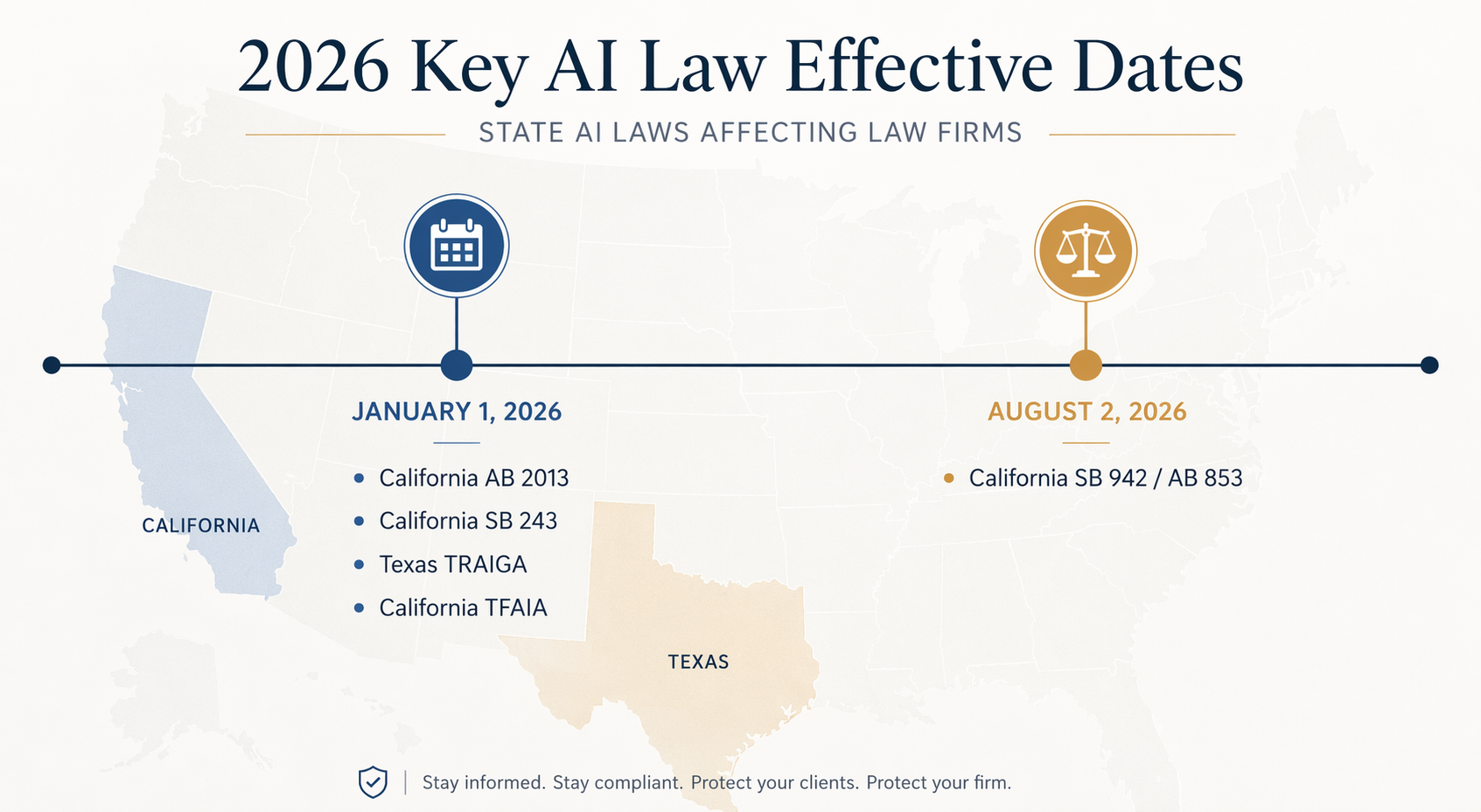 Timeline of 2026 state AI compliance dates for California and Texas laws