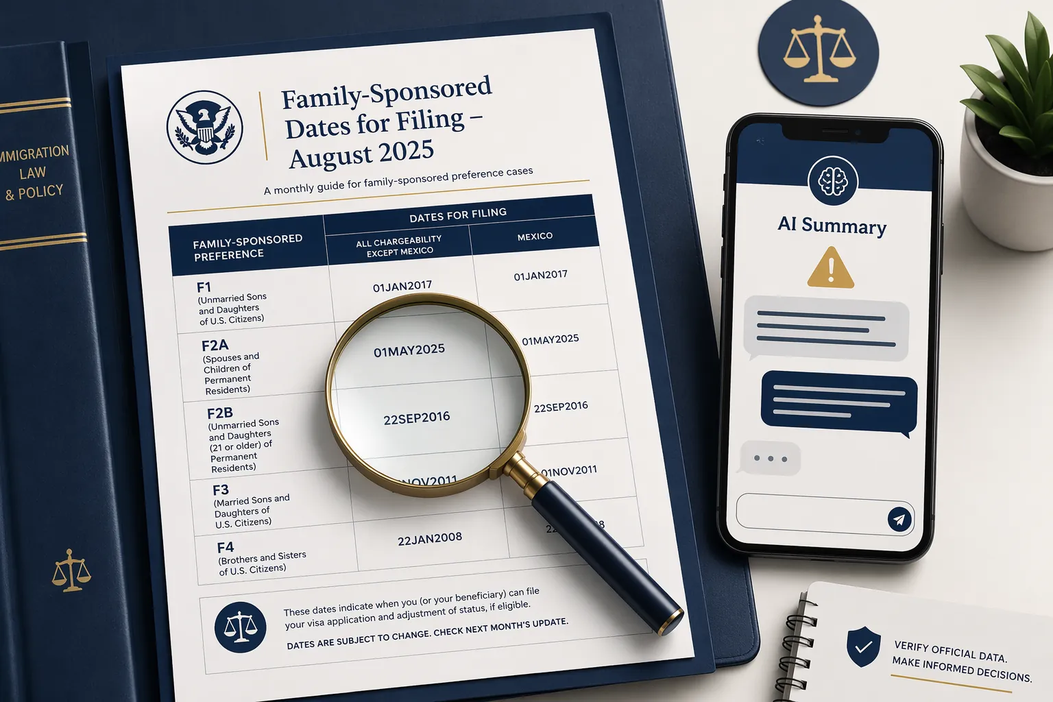 August 2025 Family Visa Bulletin Dates — Verify AI Summaries