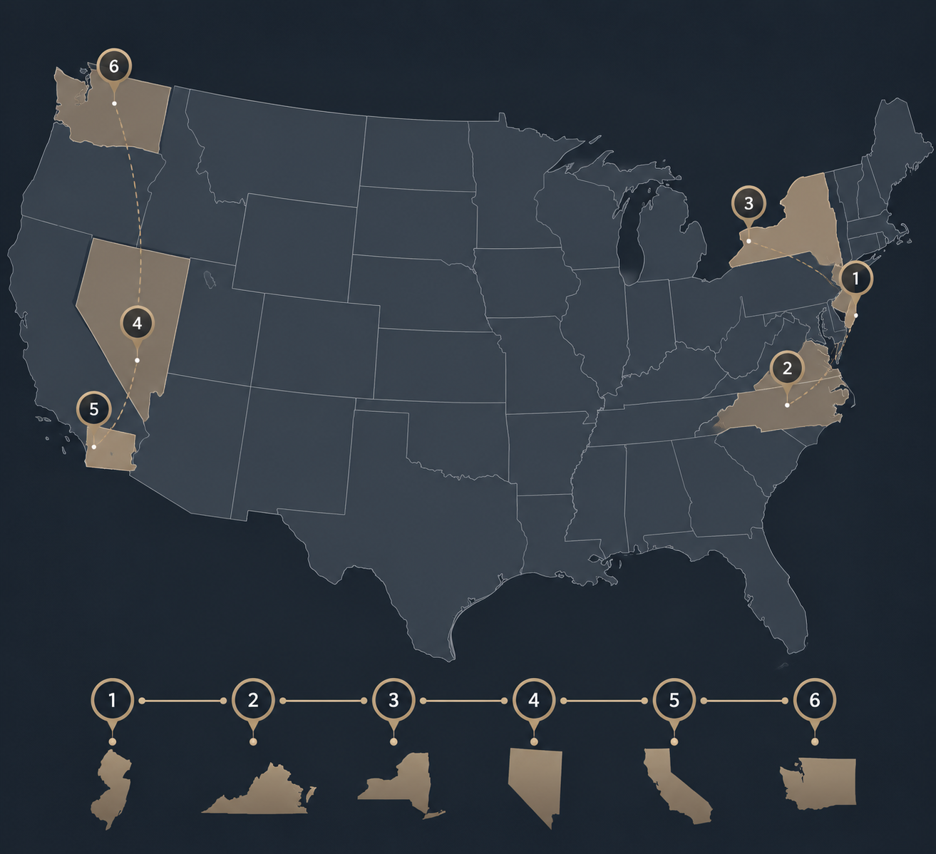 Map highlighting six federal districts involved in U.S. attorney appointment conflicts