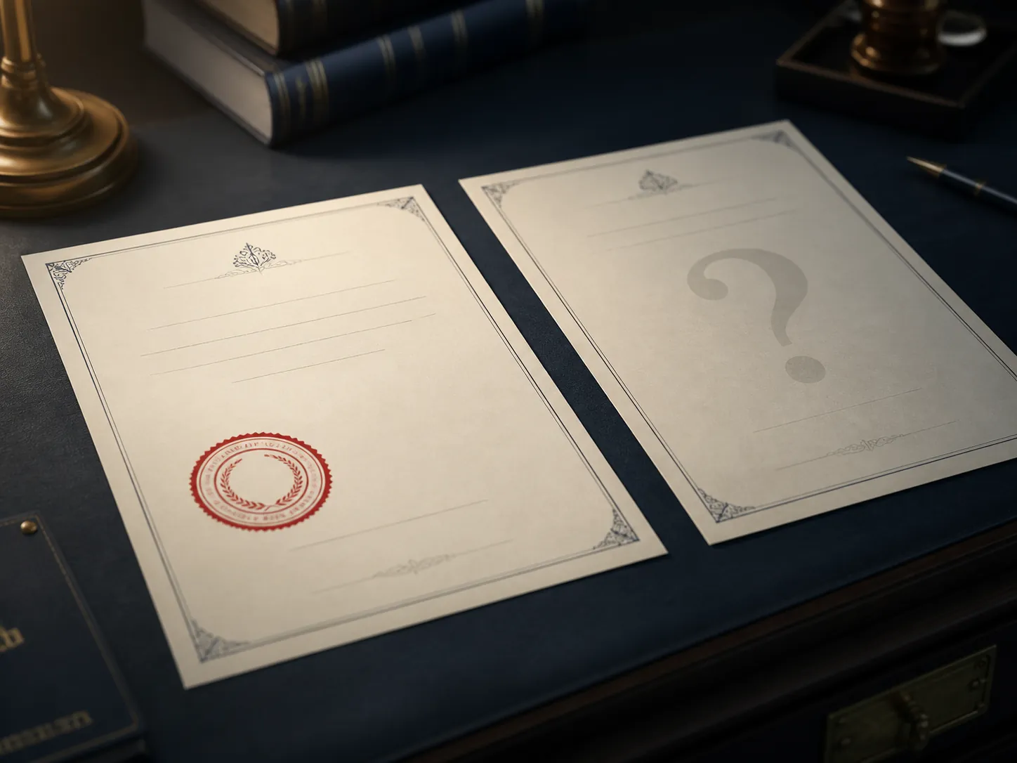 Two official-looking documents contrasting a verified record with an unverified report