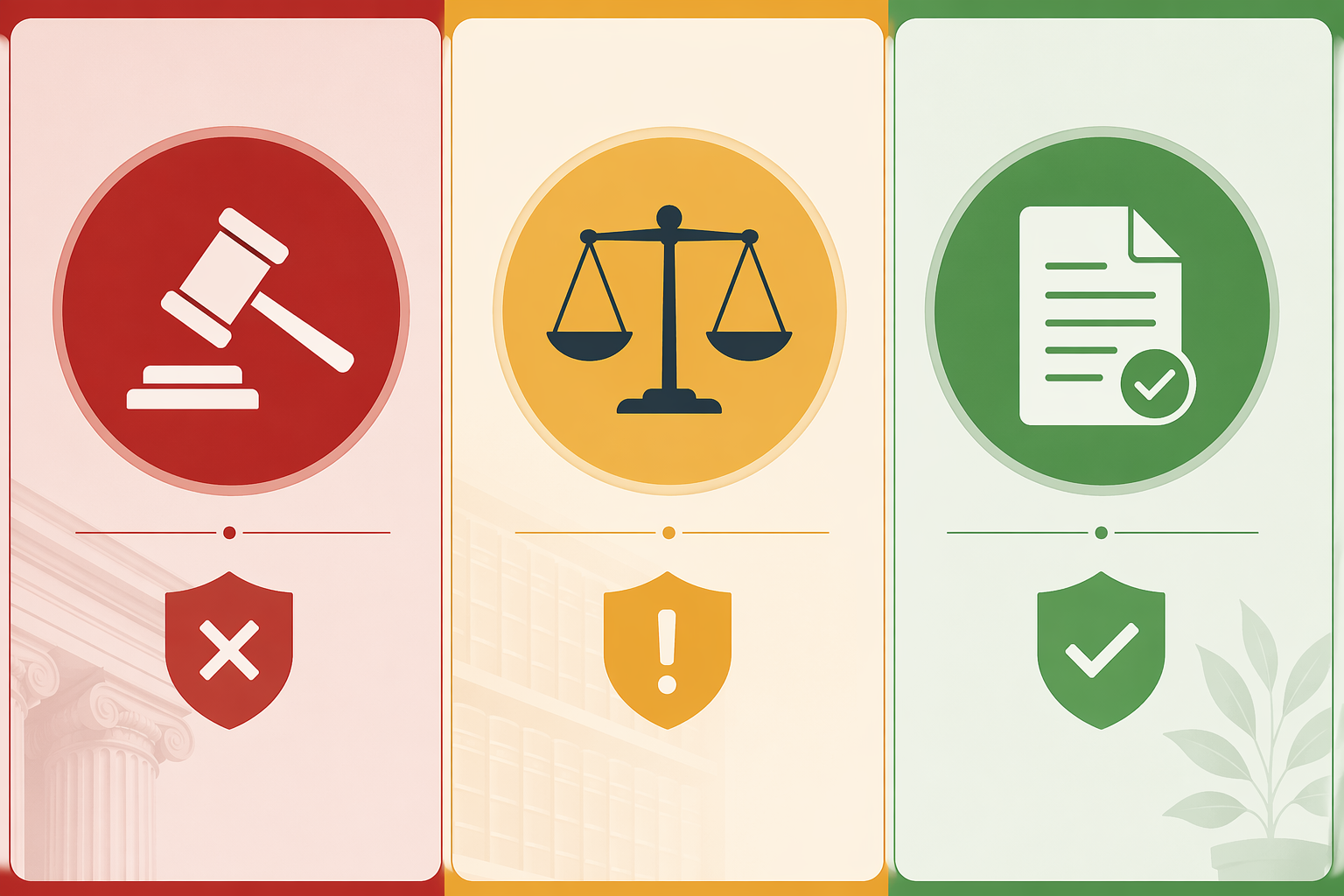 Traffic-light framework for AI governance showing red, yellow, and green categories
