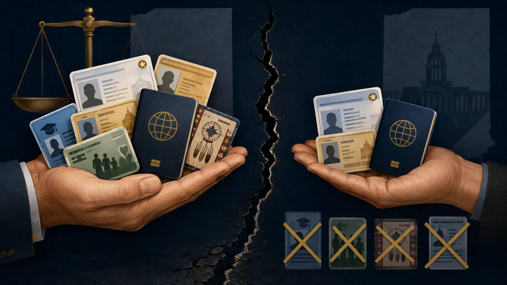 Contrasting broad and narrow sets of acceptable voter identification cards