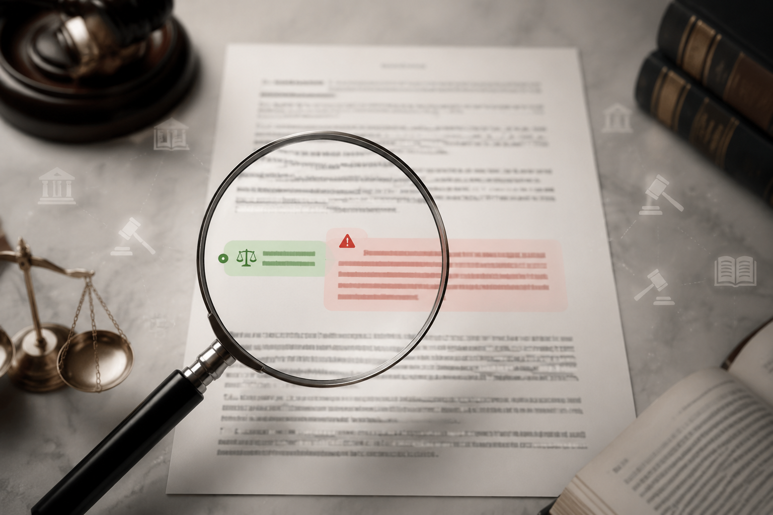 Magnified legal citation marked as real while the adjacent legal proposition is flagged as unsupported