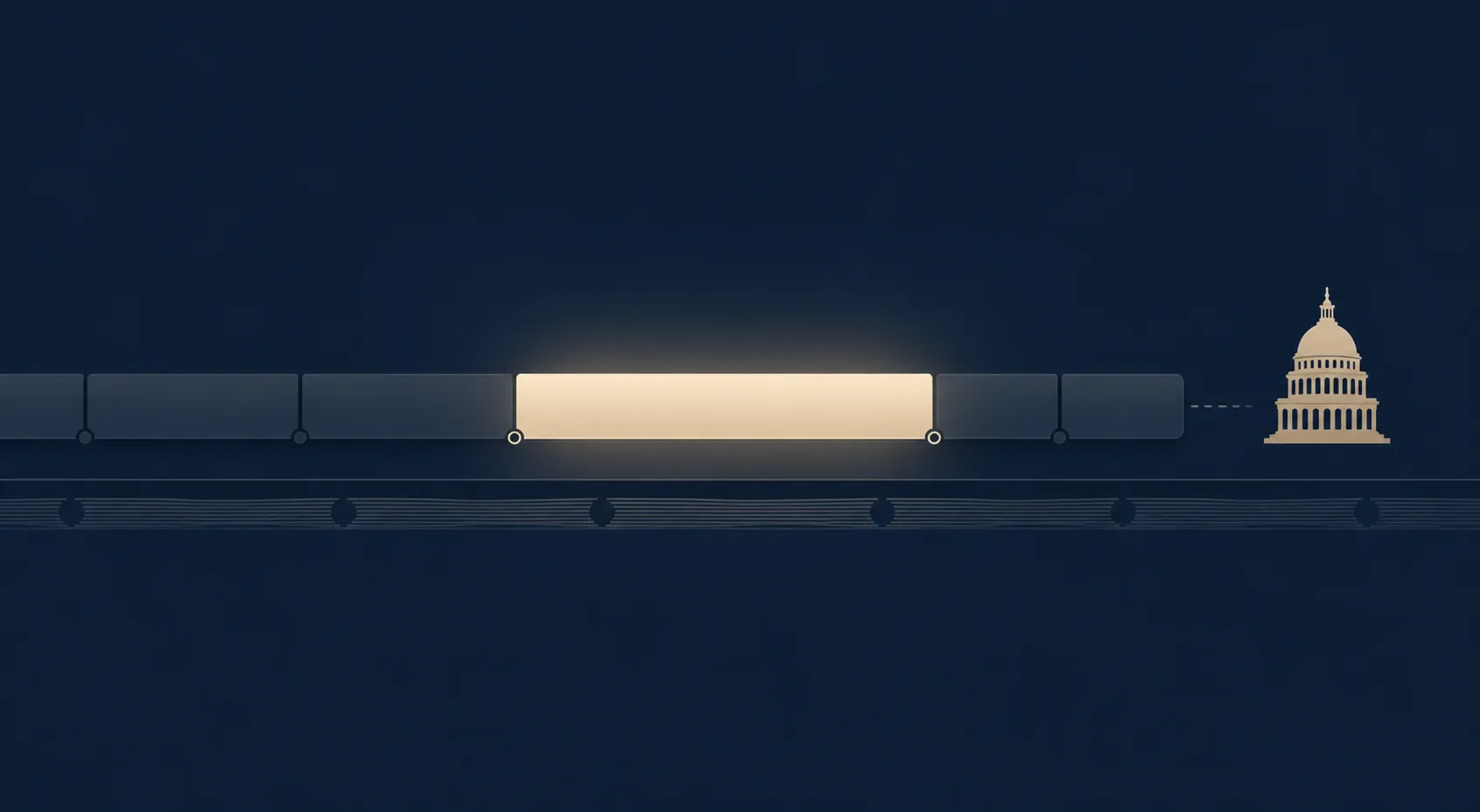 Conceptual timeline showing a highlighted pardon period with shadowed areas outside the covered scope and a state capitol beyond it