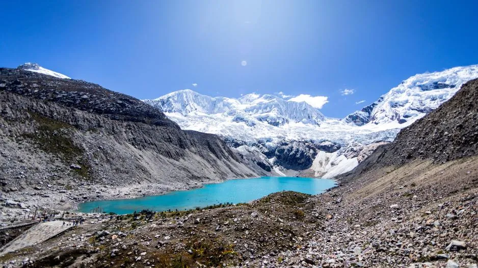 Laguna Palcacocha glacial lake above Huaraz, Peru, whose outburst-flood risk was assessed in Lliuya v. RWE