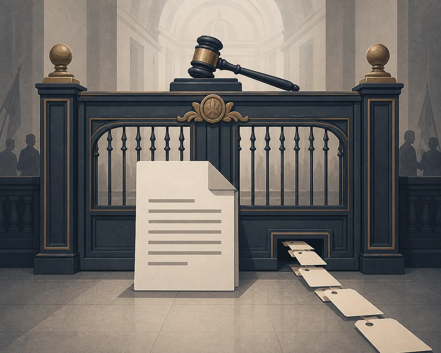Procedural gate blocking a large legislative document while smaller conditional grant tags pass through