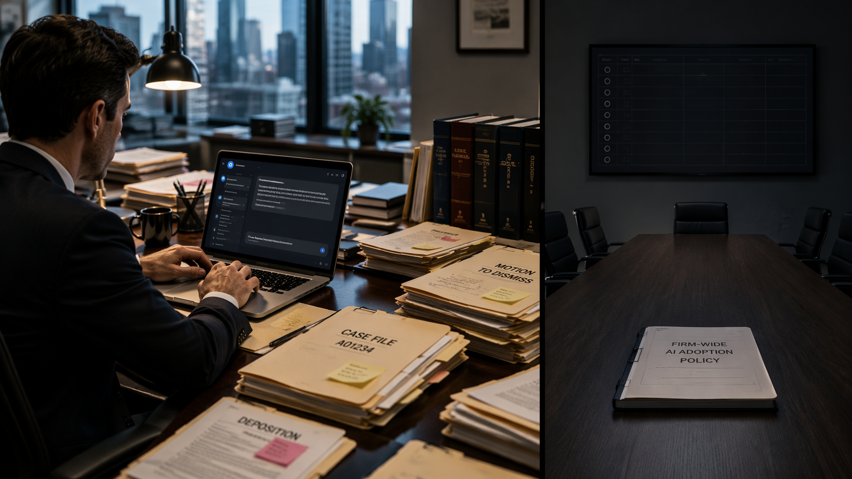 Lawyer using an AI tool while firm-wide policy remains absent